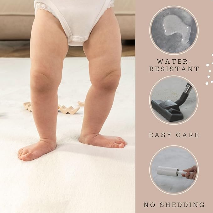 Premium Baby Playmat for Floor 40" x 60" Dark Gray – Cloudsoft Coral Velvet Memory Foam Rug for Crawling – Non-Slip, Water-Resistant, Non-Toxic, Easy-Care Muscle Mat – Thick Play Mat for Baby