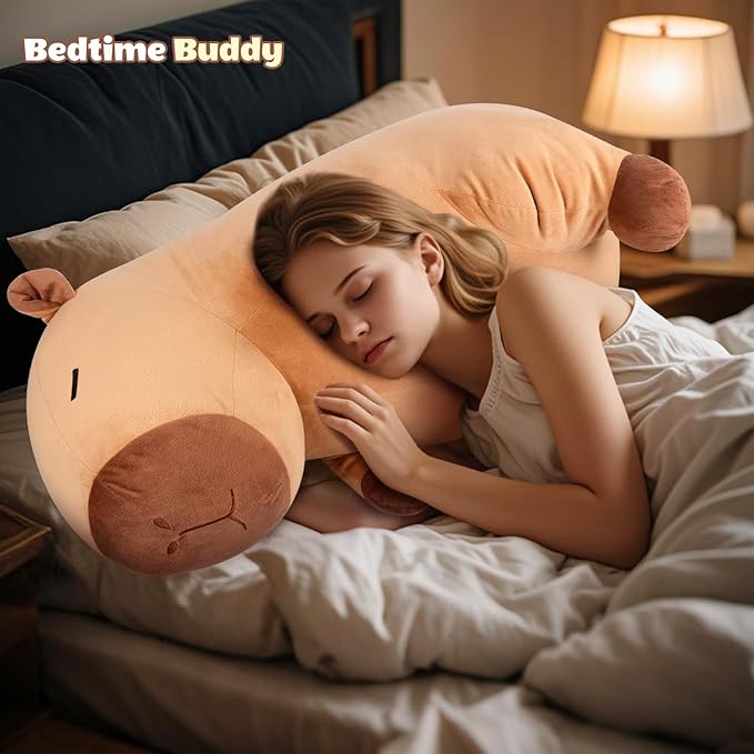 Giant Capybara Plush 30", Jumbo Soft Capybara Stuffed Animal, Giant Plush Toys Hugging Pillow for Stress Relief & Sleep Aid, Huge Cuddly Capibara Plushie Gift for Kids Adults