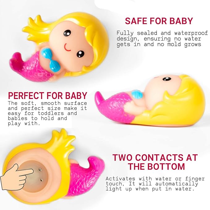 Bath Toys for Toddlers Baby 8 Pack Light Up Toys - Bathtub Toy Flashing Colourful LED Light Shower Bathtime for Kids Infants Shark, Clown Fish, Owl, Unicorn, Octopus, Dolphin, Dinosaur Mermaid