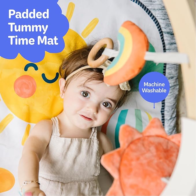 Move2Play, Montessori-Inspired Wooden Interactive Baby Play Gym | Kick & Play Piano | Thickly Padded Floor Play Mat | Tummy Time Must Have | Playmat for Newborns & Infants | Ages 0, 3, 6+ Months