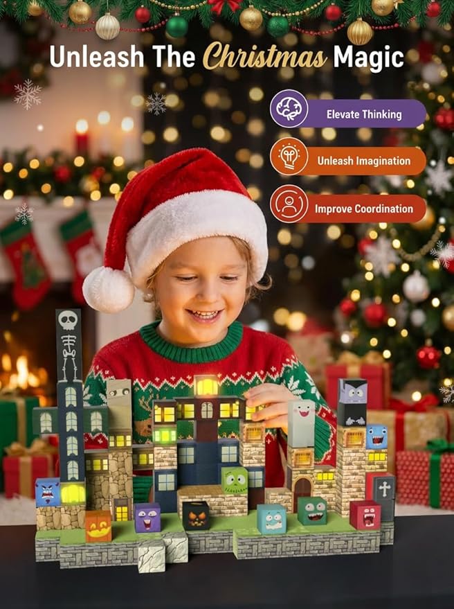 137PCS Magnetic Blocks - Magnetic Building Blocks, World Magnetic Lights Tiles Kids Build Cubes, STEM Toys for 3-5 4-8 5-7 Year Old Boys and Girls, Sensory Creative Activities Christmas Birthday Gift