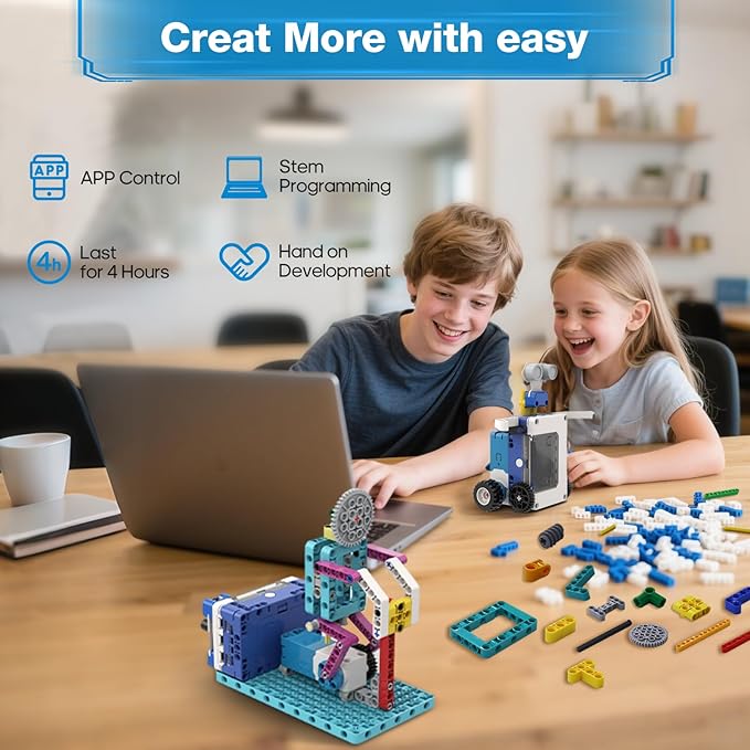 Coding Robot Kit, 10-in-1 BBC Micro:bit Robotics Invertor Kit, Educational Stem Robot Building Kit with APP Control Learn to MakeCode, MicroPython, and Scratch for Age 9+ Girls Boys