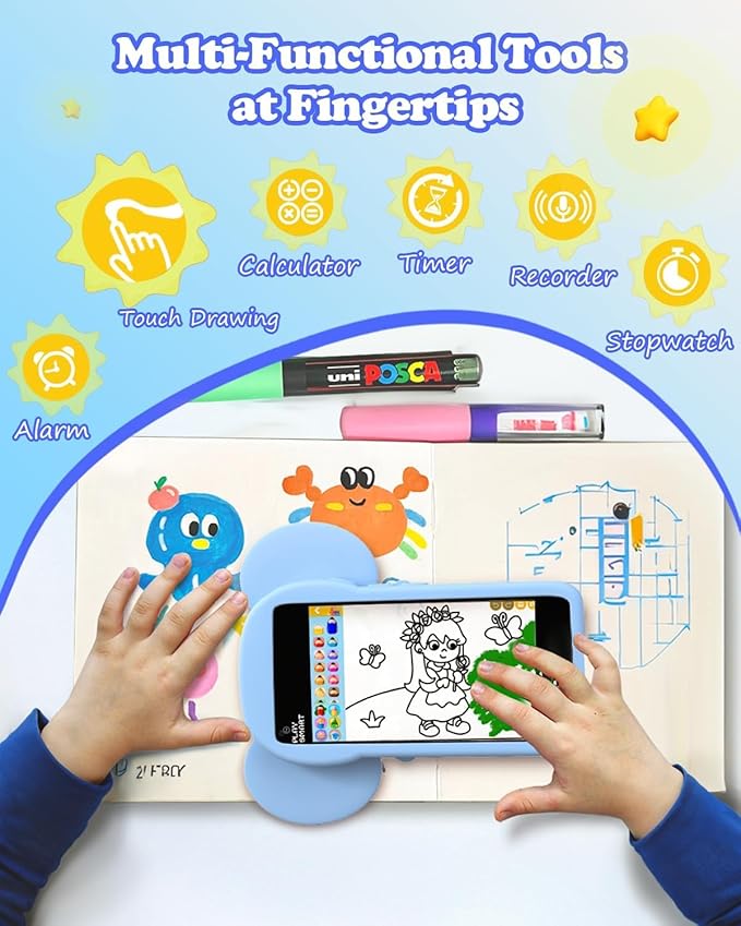 MOMILLA Kids Toys Phone with 3.97" Touchscreen, Toddler Toys Phone with Music Player Puzzle Games 16 GB Storage Kids Smart Phone for 3-8 Year Old, Christmas Birthday Gifts (Front Camera Only)