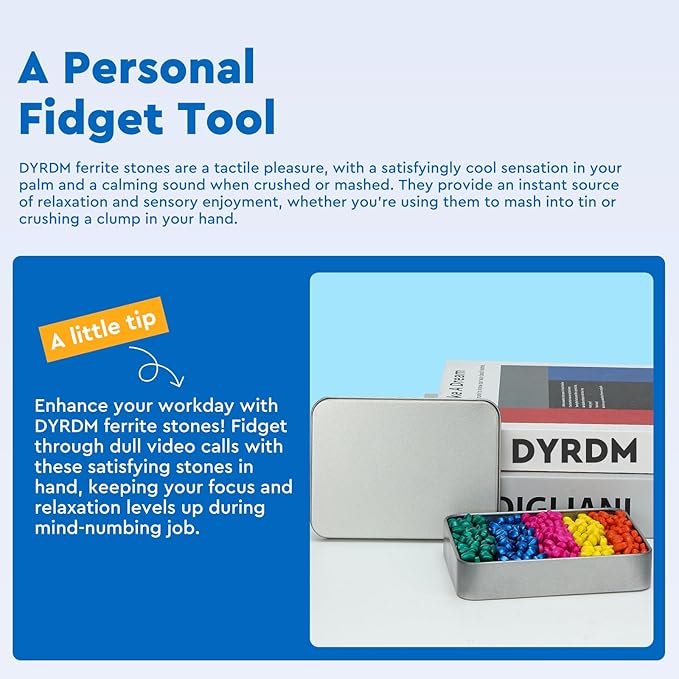 1000+ Original Ferrite Putty Multicolo, Fidget Toy Ferrite Stones for Stress Relief, Sensory Toy for Adults & Teens 14+, Holiday Stocking Stuffer, Ferrite Rocks Fidget Present for Office