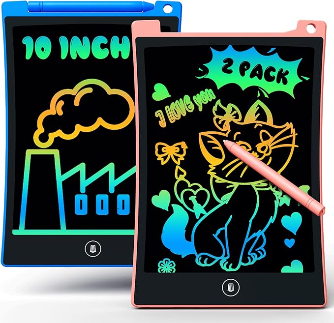 bravokids 2 Pack LCD Writing Tablet for Kids,10 inch Colorful Doodle Board Drawing Pad for Kids, Travel Toy Activity Game, Birthday Gifts for 3 4 5 6 Year Old Boys and Girls Toddlers
