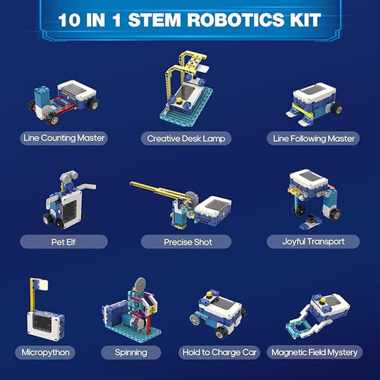 Coding Robot Kit, 10-in-1 BBC Micro:bit Robotics Invertor Kit, Educational Stem Robot Building Kit with APP Control Learn to MakeCode, MicroPython, and Scratch for Age 9+ Girls Boys