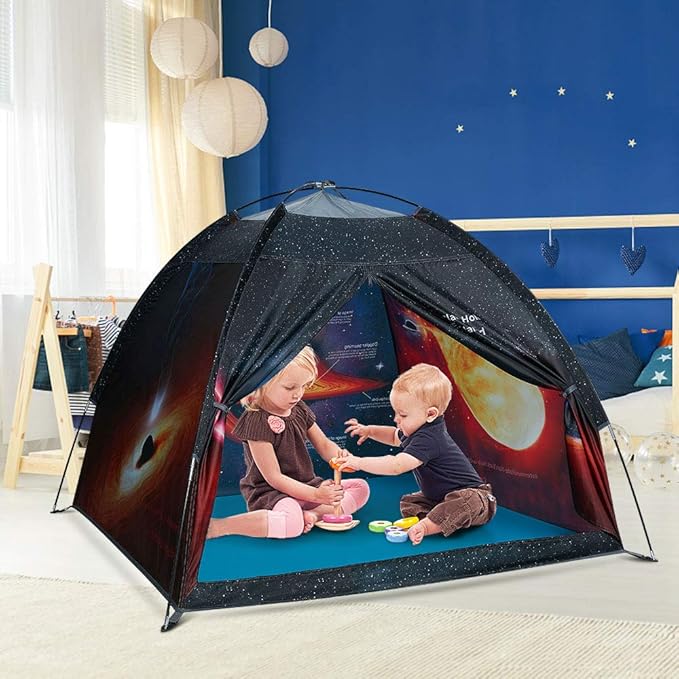 Play Tent for Boys and Girls- Space Shuttle Atlantis with Hubble Dome Tent for Kids Gift- ToddlerPop Up Tent Playhouse for Indoor Imaginative and Physical Play- 47" x 47" x 43" (Black)