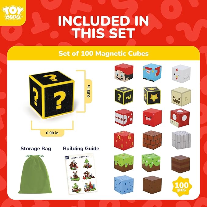 TOY Life Magnetic Blocks, Mine Magnet Block Set Build Frozen Princess Castle World for Kids Age 3+ Year Old Boys Girls, Magnetic Building Blocks for Toddler (100PCS Mining World)