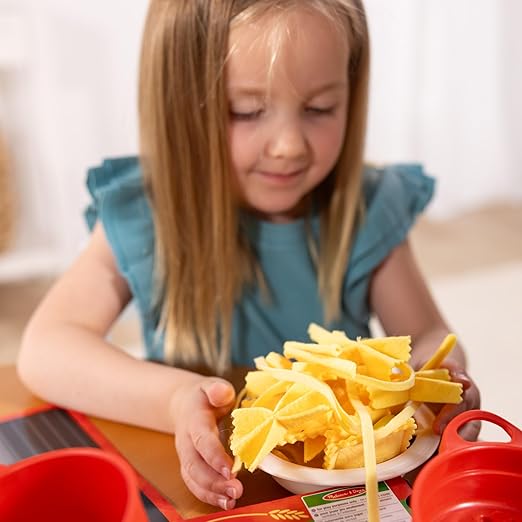 Melissa & Doug Prepare & Serve Pasta Set with Toy Food & Kids Play Kitchen Accessories, Montessori-Inspired Preschool Learning Toys for Girls & Boys 3+
