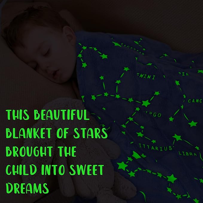 Birthday Gifts for Kids Boys Girls Women Glow in The Dark Blanket Soft Constellation Blanket Astronomy Constellations,Space, Solar System,Star Lovers Gifts for Men, Women, Teen, Boys Girls
