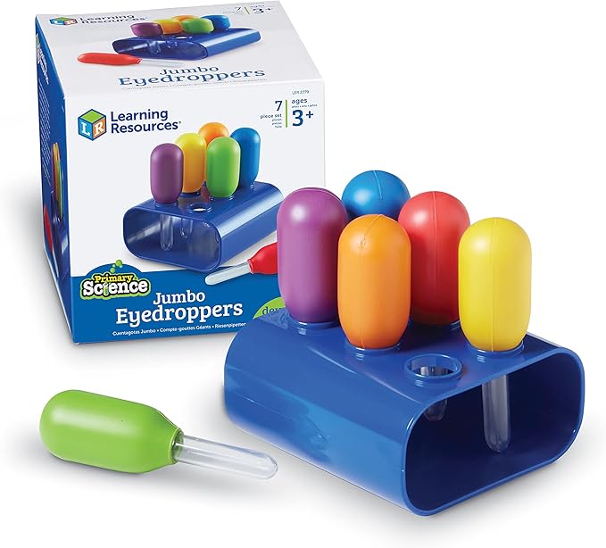 Learning Resources Jumbo Eyedroppers - Science Experiments for Kids , Sensory Water Table Toys, Toddler Tools, Preschool STEM, Fine Motor Activities, Classroom Must Haves, Craft Materials