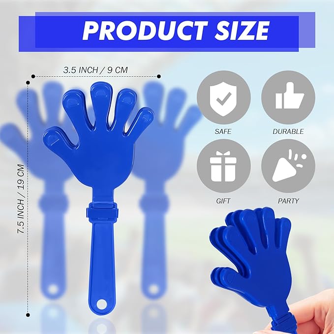 36 Pcs Hand Clappers Noisemakers 7.5 Inch Clappers Noisemakers Plastic Hand Clappers for Birthdays Game Football Sporting Events Cheers Supplies Dance Basketball Football Noisemakers（Blue）