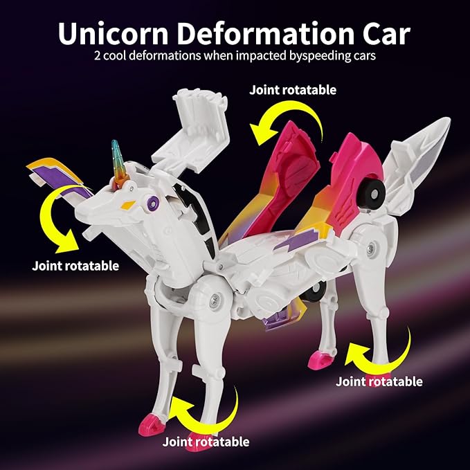 Car Toy transformable Unicorn, Sports car Collision Magic Unicorn, Children's transformable car Robot Suitable for Boys and Girls