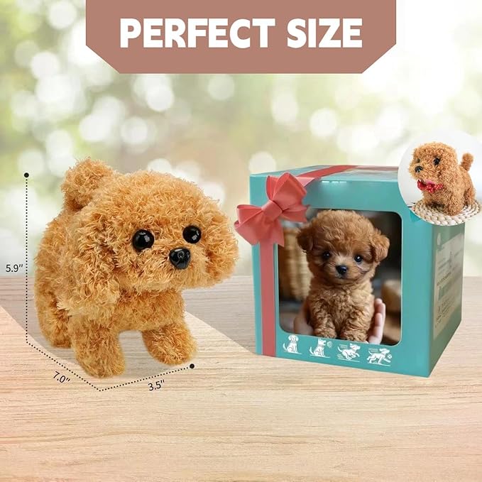 Realistic Robot Puppy, 2026 New Robots Dog, Electronic Interactive Dog - Walking, Barking, Tail Wagging, Creative Companion Puppy for Kids Toddlers (Brown)