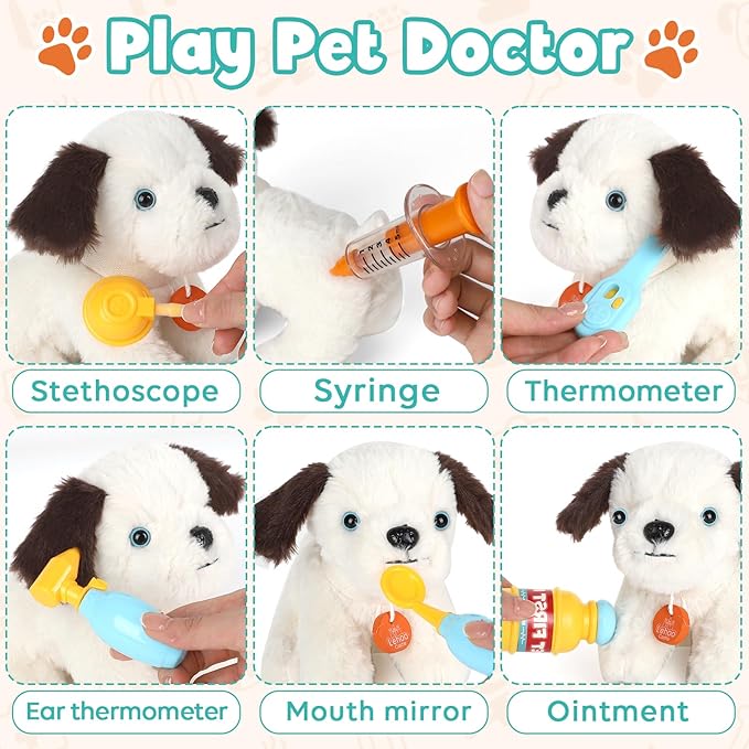 Lehoo Castle Doctor Kit for Kids, Vet Play Sets, Veterinarian Kit Pretend Play Doctor Set with Dog Bag, Medical Kits Doctor Toys Gift for Boys Girls Aged 3 4 5 6