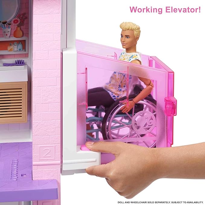 Barbie DreamHouse Dollhouse with 75+ Accessories and Wheelchair Accessible Elevator, 10 Play Areas, 3 Custom Light Settings & Music (Amazon Exclusive)