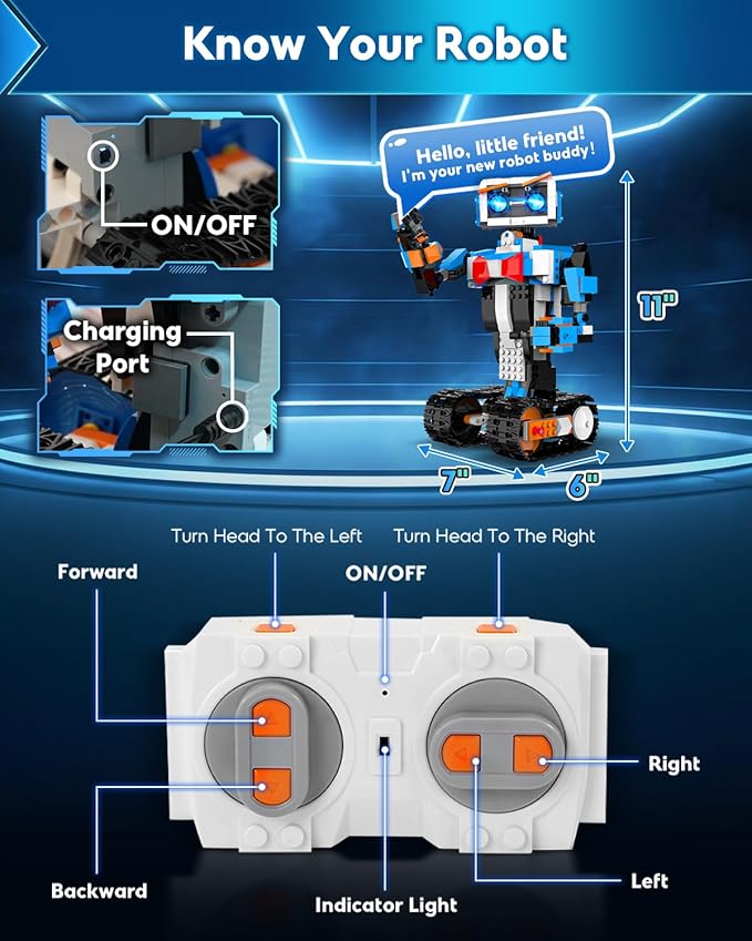 Robot Building Kits for Kids, Stem Toys for Boys Age 8-12, APP & Remote Control Educational Coding Building Sets, Programmable Robot for Kids, Rechargeable Robotic Kit Gifts for Girls Boys