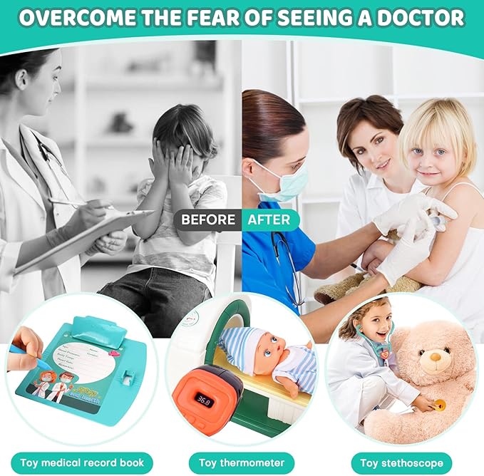 Doctor Kit for Toddlers 3-5, Kids Doctor Playset with Medical Tools, X-ray Machine and Toy Stethoscope ,Educational Pretend Play for Boys & Girls Ages 2 3 4 5 6,Birthday Gift & Dress-Up Toys