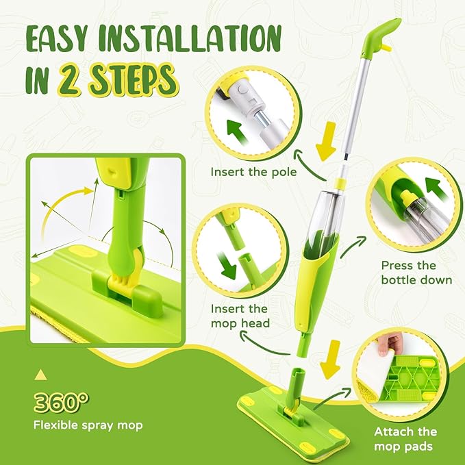 Toddler Spray Mop-Montessori Toys Mini Size Cleaning Mini Mop That Really Spray -Kid Pretend Play Toys Gift for Toddlers Girls Boys