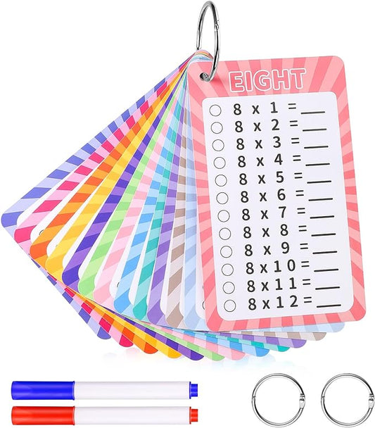 13 Pcs Multiplication Flashcards 0-12, Times Table Flash Cards Multiplication Chart Multiplications Game Math Flashcards for 1st to 3rd Grades