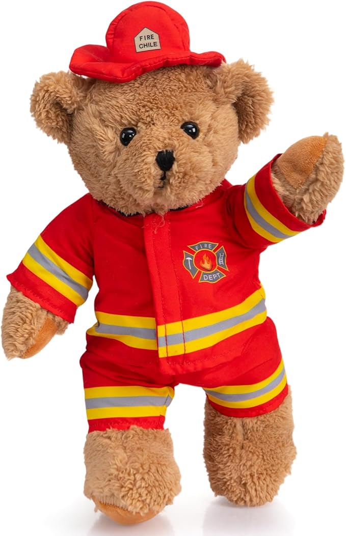 HollyHOME Firefighter Stuffed Animal Teddy Bear Soft Plush Toy with Firefighter Uniform Fire Fighter Doll Gifts for Kids and Firefighters Holiday Birthday Valentine 16 inches