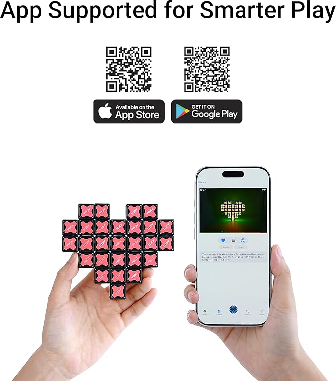 TOSY Magnet Fidget Spinner Glow - 16 blocks, 3in1 Toy: Transformable Fidget Spinner, Infinity/Puzzle Cube, Glowing, Christmas Stocking Stuffers Gift for Kids/Adults, STEM Sensory Stress Relief, 2-pack