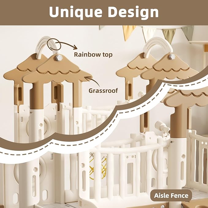 KORIMEFA 9-in-1 Toddler Slide, Kid Slide for Toddlers Age 1-3, Basketball Hoop, and Telescope, Indoor Outdoor Slide Toddler Playset Toddler Playground, Forest Themed Brown, FE-ST-SWW0308