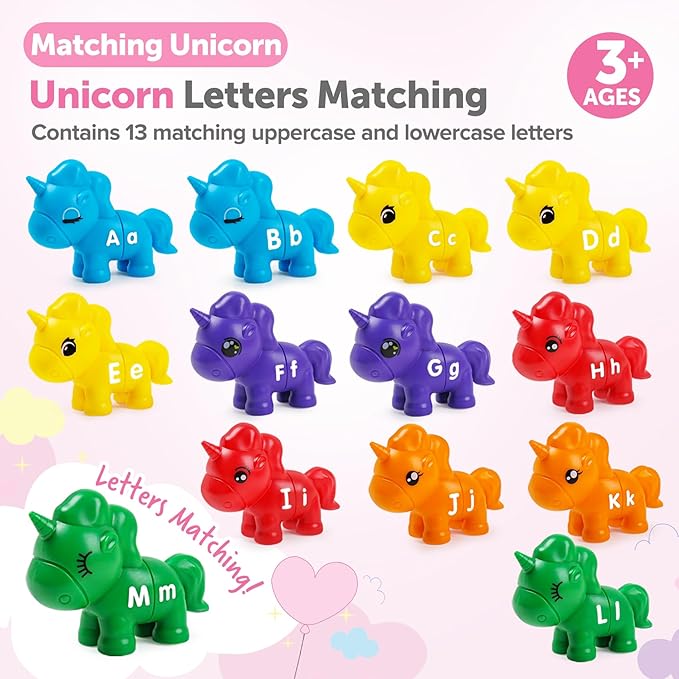 ABC Letters Matching Toys Double-Sided Alphabet Learning Toy for Kids Fine Motor Toys Uppercase Lowercase Letters Sorting and Matching Game Easter Birthday Gifts for Toddlers Kids 3 4 5（13Pcs）