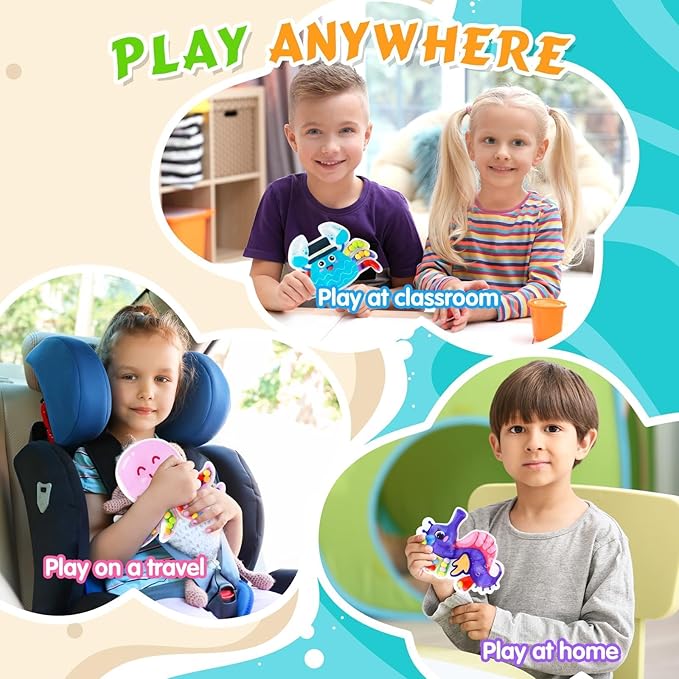 3Pack Color Sorting Toys Sensory Toys : Fine Motor Skill Games Learning for Toddlers, Color Matching Fidget Sensory for Calm Down, Preschool Learning & Educational Montessori (Sea Animals 3pack)