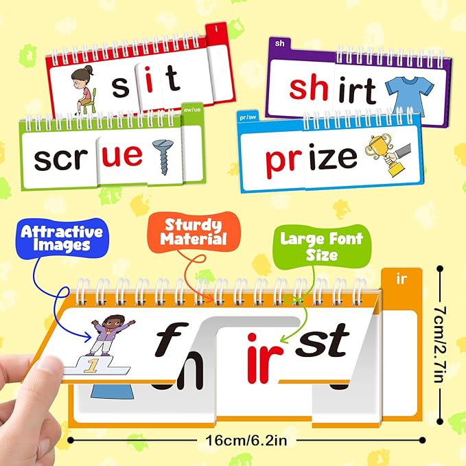 40 Read and Rhyme Flip Books,Phonics Word Family Build Book Learn to Read Phonics Flash Cards,Sight Words Flash Cards Kindergarten Reading Books,Flip Book Word Games for Preschool Learning Activities