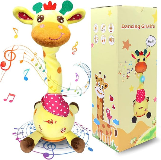 Talking Dancing Giraffe Toy, Stuffed Animal Repeats What You Say with Glowing Light, Baby Toy for 3-18 Months, Gift for Toddlers 1-3 Years Old