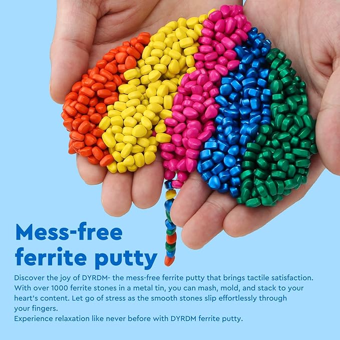 1000+ Original Ferrite Putty Multicolo, Fidget Toy Ferrite Stones for Stress Relief, Sensory Toy for Adults & Teens 14+, Holiday Stocking Stuffer, Ferrite Rocks Fidget Present for Office