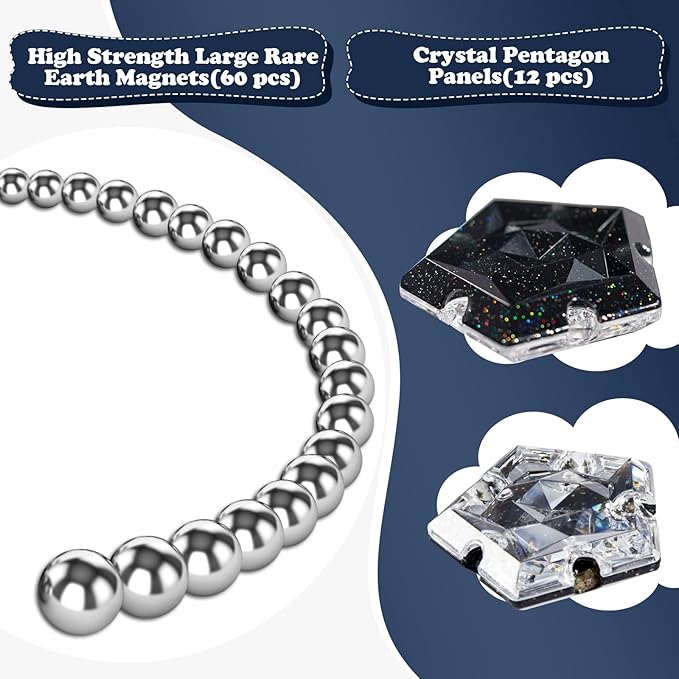 Magnetic Fidget Sphere Magnets Balls - Crystal Black Holographic Glitter - Magnet Fidgets Toy - 12 Piece Set - Creativity Beyond Imagination, Inspirational, Recreational, Desk Toys for Adults