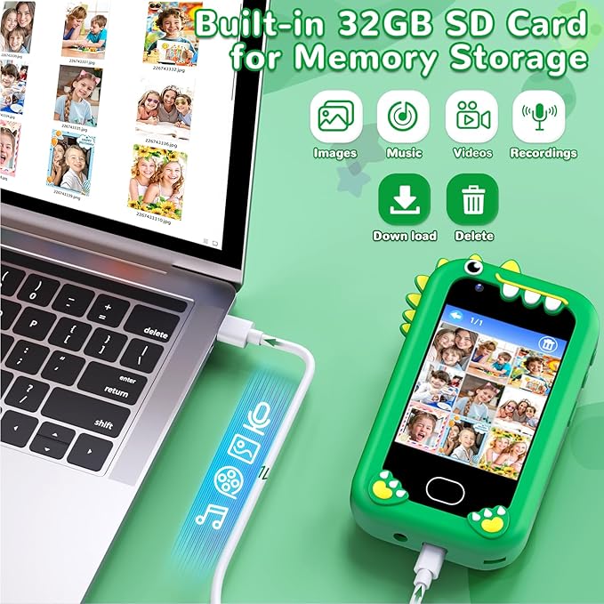 Lapare Kids Smart Phone Toy for Boys, 2.8" Touchscreen Cell Phone Toy with Dual Camera, Game, Music Player and More Learning APP, Perfect Christmas Birthday Gifts for Kids 3-10 Year Old (32GB)