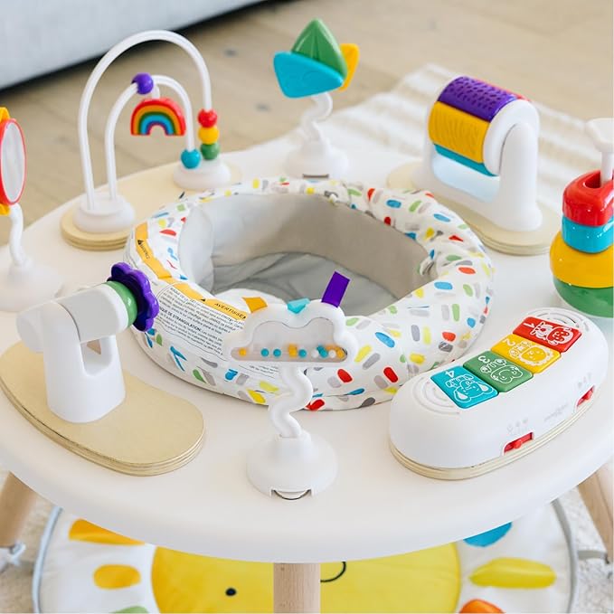Move2Play 4-in-1 Baby Activity Center | Montessori-Inspired Design | 8 Interactive Toys | Tummy Time, Exersaucer & Toddler Table | Shower Gift | Essential | Must Have for 3, 6, 12 Month Old (Sun)