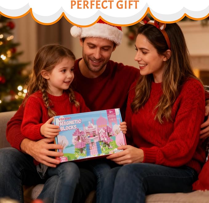 Vdealen 300 PCS Magnetic Blocks-Magnetic Building Blocks, Stacking Magnetic Cubes Toy for Kids, STEM Montessori Sensory Toys for Boys and Girls Age 3 4 5 6 7 8 9 10 11 12 Christmas Birthday Gift