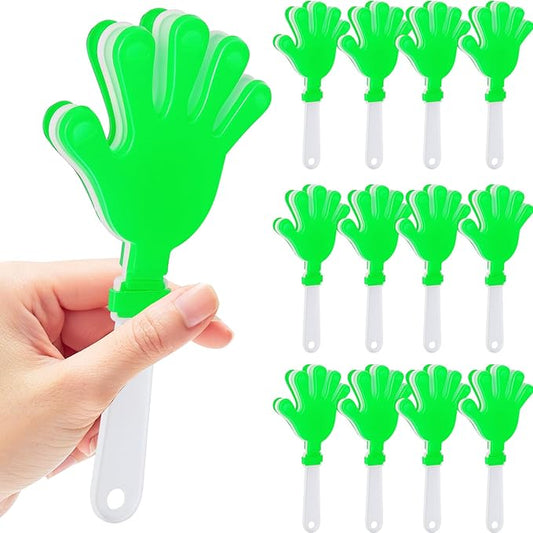 12 Pcs Hand Clappers Noisemakers 7.5 Inch Clappers Noisemakers Plastic Hand Clappers for Birthdays Game Football Sporting Events Cheers Supplies Dance Basketball Football Noisemakers(Green and White)