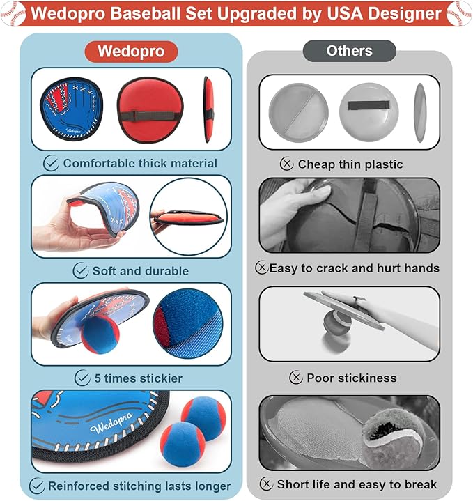 Toss and Catch Ball Game, Kids Toddler Baseball Glove & Catch Ball Toys, Kids Outdoor Games for Family, Toys for Beach Yard Outside, Birthday Christmas Gift for Ages 3 4 5 6 7 8-12 Year Old Boys Girl