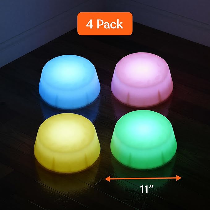 Special Supplies LED Stepping Stones for Kids – 4 Pack Light-Up Balance Blocks – Promote Coordination, Balance, Strength for Toddlers & Children – Durable Non-Slip Rubber, Safe Indoor & Outdoor Play