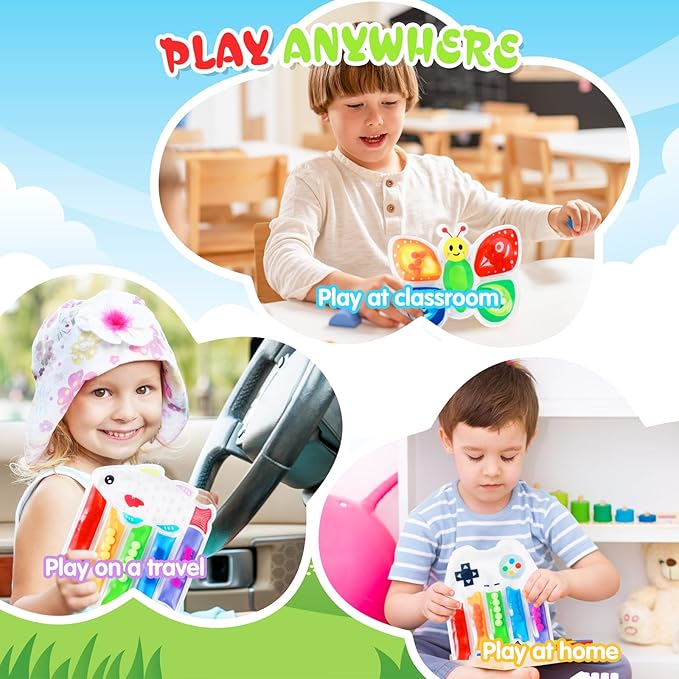 3Pack Color Sorting Toys Sensory Toys : Fine Motor Skill Games Learning for Toddlers, Color Matching Fidget Sensory for Calm Down, Preschool Learning & Educational Montessori (bee-Fish-Gamepad 3Pack)