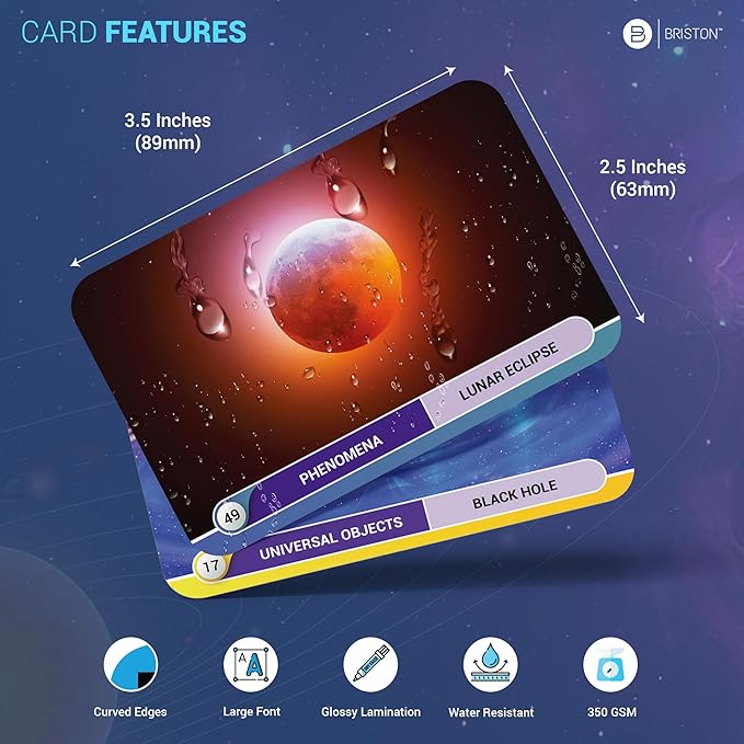Scientific Facts Flash Cards – 77 Astronomy Learning Cards with Images & Space Facts for Kids & Adults – Solar System, Stars & Galaxies Educational Set – STEM Homeschool Classroom Gift by Briston