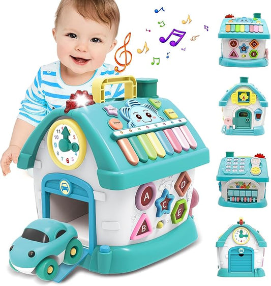 Toys for 1 Year Old Boys Gifts, 8 in 1 Functional Musical House Educational Baby Toys 12-18 Months Montessori Toy for One Year Old Boy Birthday Gifts