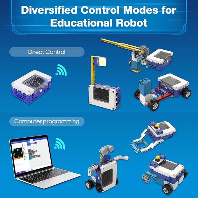 Coding Robot Kit, 10-in-1 BBC Micro:bit Robotics Invertor Kit, Educational Stem Robot Building Kit with APP Control Learn to MakeCode, MicroPython, and Scratch for Age 9+ Girls Boys