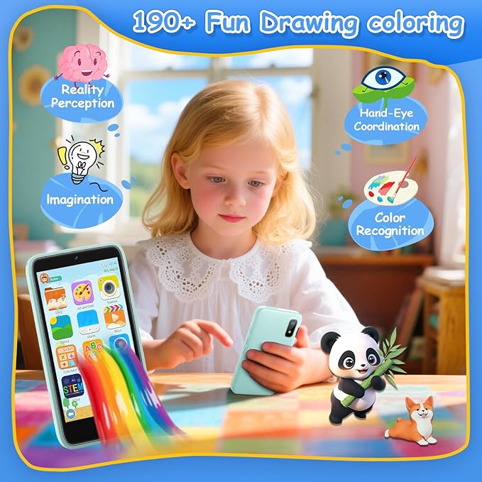 MINIBEAR Kids Toy Smartphone, 3.97" Toddler Dual Camera Learning Toys, 201+ Educational Games Play Phone No WiFi for Girls Boys 3-12 Christmas Birthday Gifts with 32g SD Card (Dinosaur)