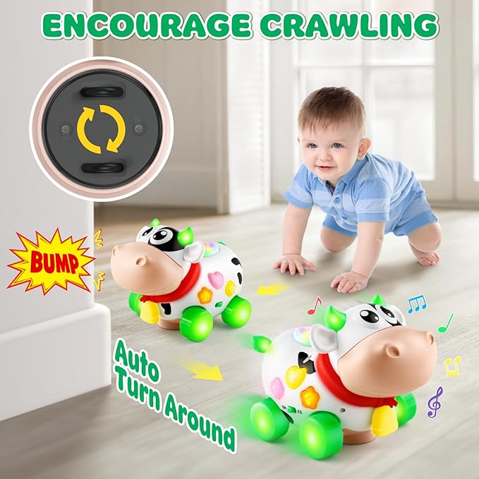 Musical Toys for Baby 6-12-18 Months, 7 in 1 Multi-Functional Crawl & Pull Toys, Christmas Birthday Gifts for 1-2 Year Old Boys and Girls.