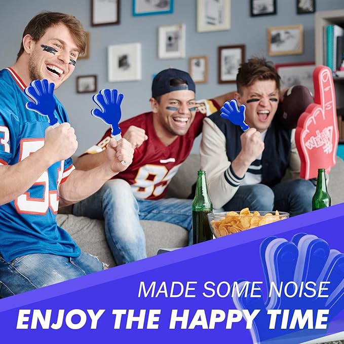 12 Pcs Hand Clappers Noisemakers 7.5 Inch Clappers Noisemakers Plastic Hand Clappers for Birthdays Game Football Sporting Events Cheers Supplies Dance Basketball Football Noisemakers（Blue and White）