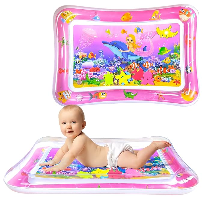 ZHUYNXIR Tummy time Water Playmats, Tummy time mats, Baby Water Play Mat for Kids and Toddlers Baby Toys for 3 to 24 Months, Strengthen Your Baby's Muscles, Pink 27.5x20 in.