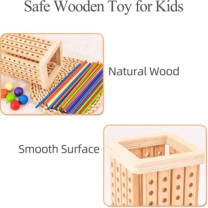 Pichoi Montessori Wooden Board Game for Age 3-5, Math Educational Puzzle Game for Kids 4-6-8, Fine Motor Skills Toys & Counting Toy Multiplayer Family Game Travel Toys Gifts for 3 4 5 6 Years Old