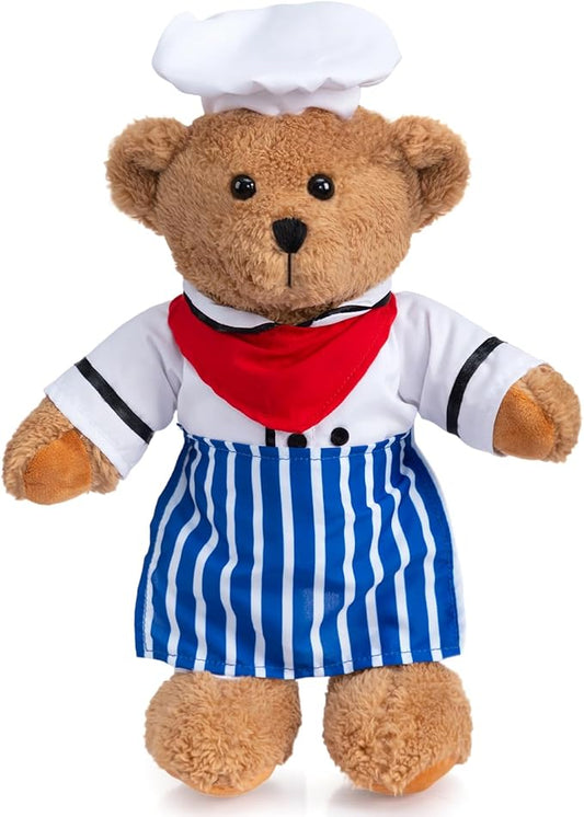 HollyHOME Chef Stuffed Animal Teddy Bear Soft Plush Toy with Chef Uniform Unique Toy Gifts for Kids and Chefs Holiday Birthday Valentine 16 inche