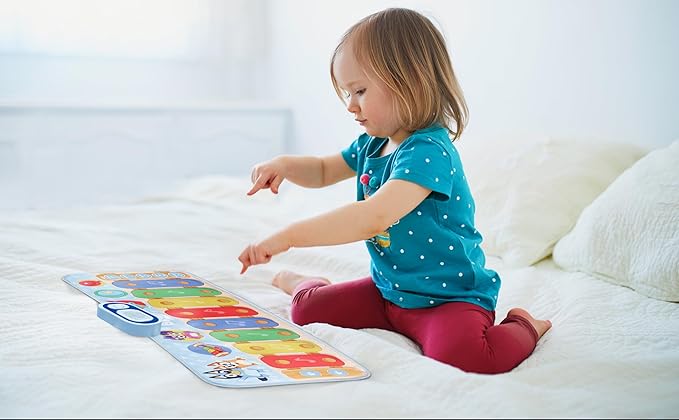 eKids Bluey Toy Piano Play Mat with Music and Sound Effects, Toddler Toy for Ages 3 and Up